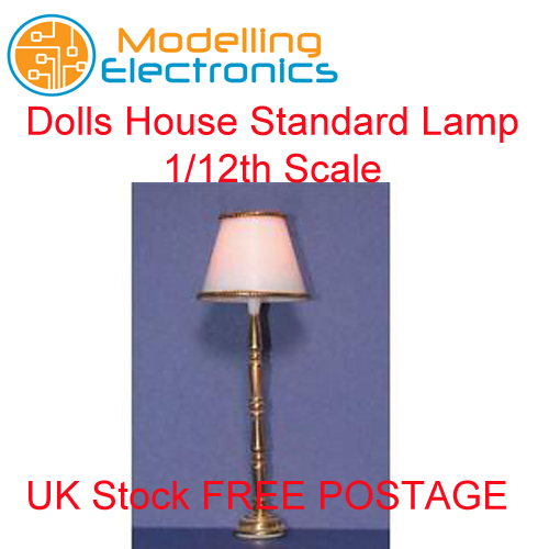 1:12 Scale Working Brass Floor Lamp Dolls House Miniature Lights Accessory 020