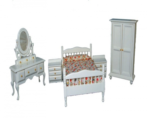 Dolls House White Bedroom Set DF1171