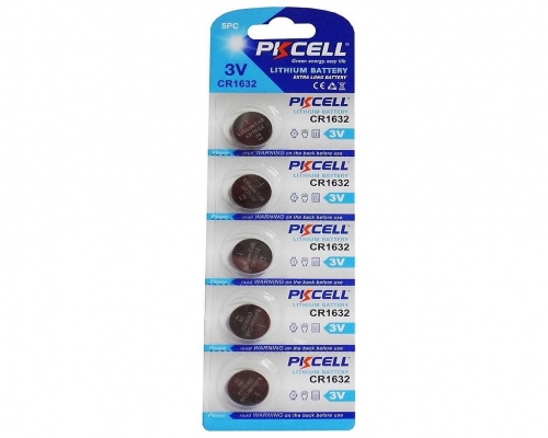 Lithium battery button cell Battery PKCELL CR1632 5-Pack